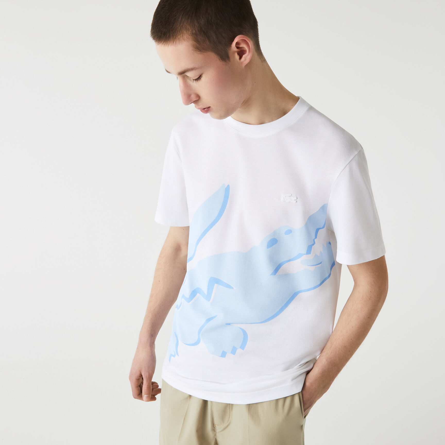 Men's Crocodile Print Crew Neck Stretch Organic Cotton T-Shirt