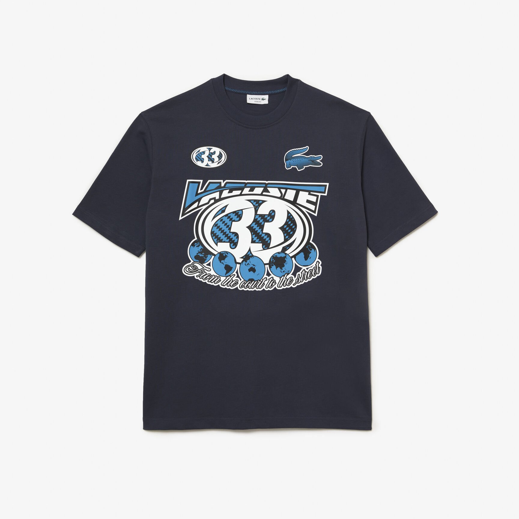 تيشيرت لاكوست قطن جيرسيه بطبعة وقصة فضفاضة للرجال تيشيرت لاكوست قطن جيرسيه بطبعة وقصة فضفاضة للرجال