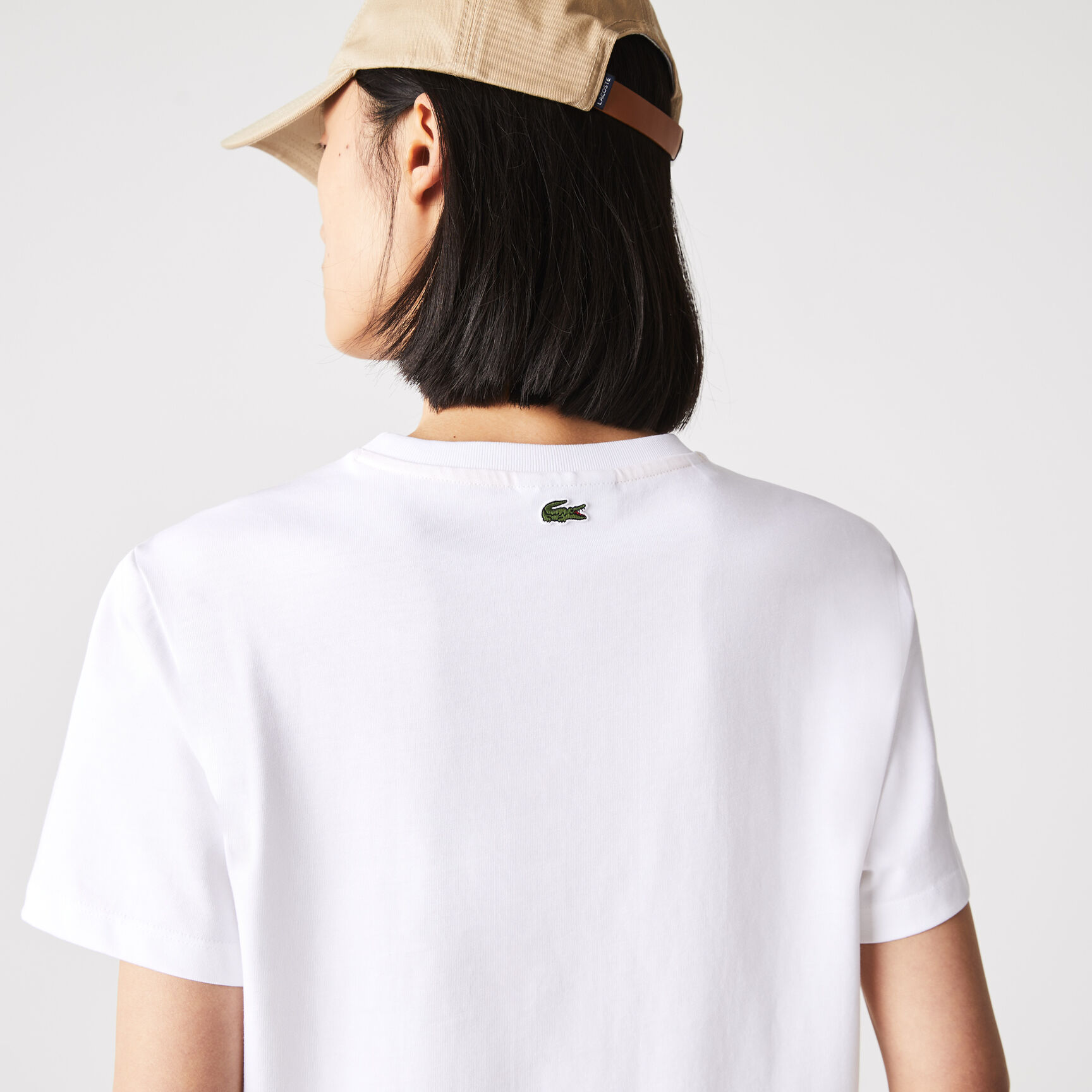 Women's Crew Neck Embroidered Multicolor Lettering Cotton T-shirt