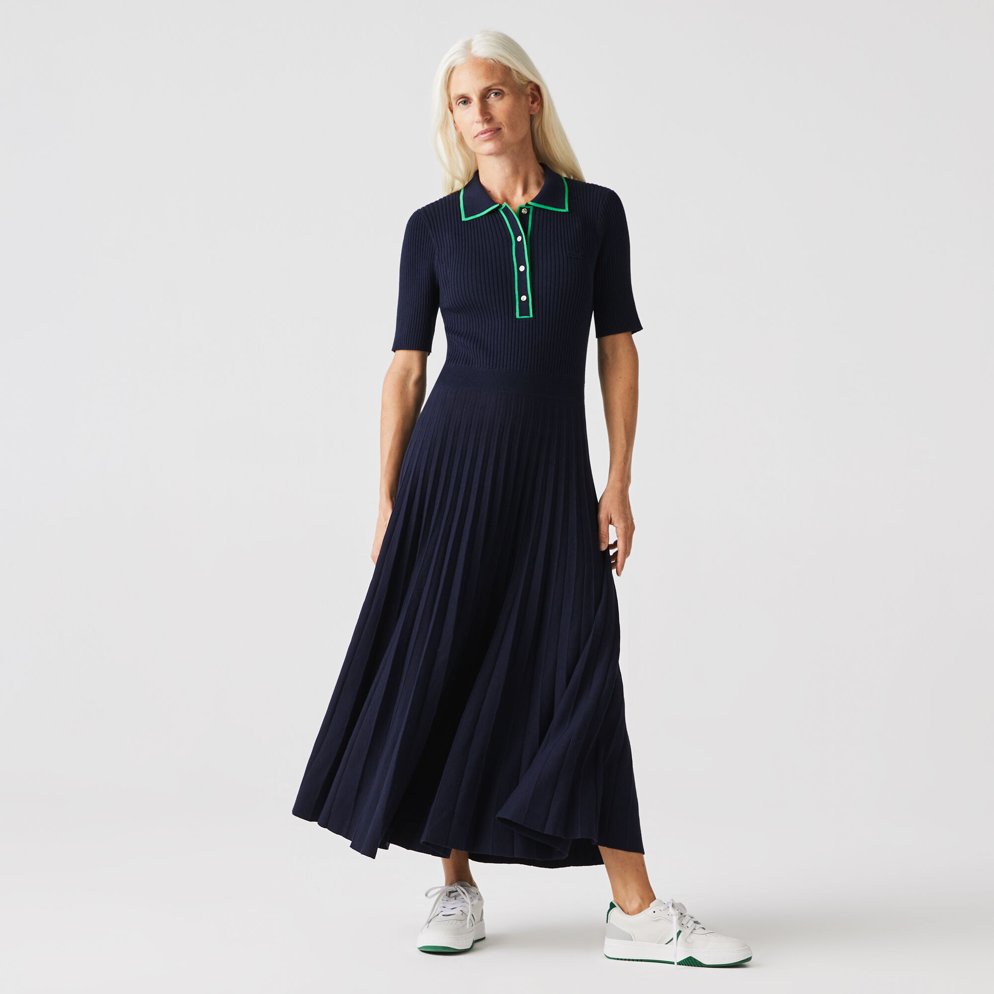 Buy Women s Pleated Knit Polo Dress Lacoste EG