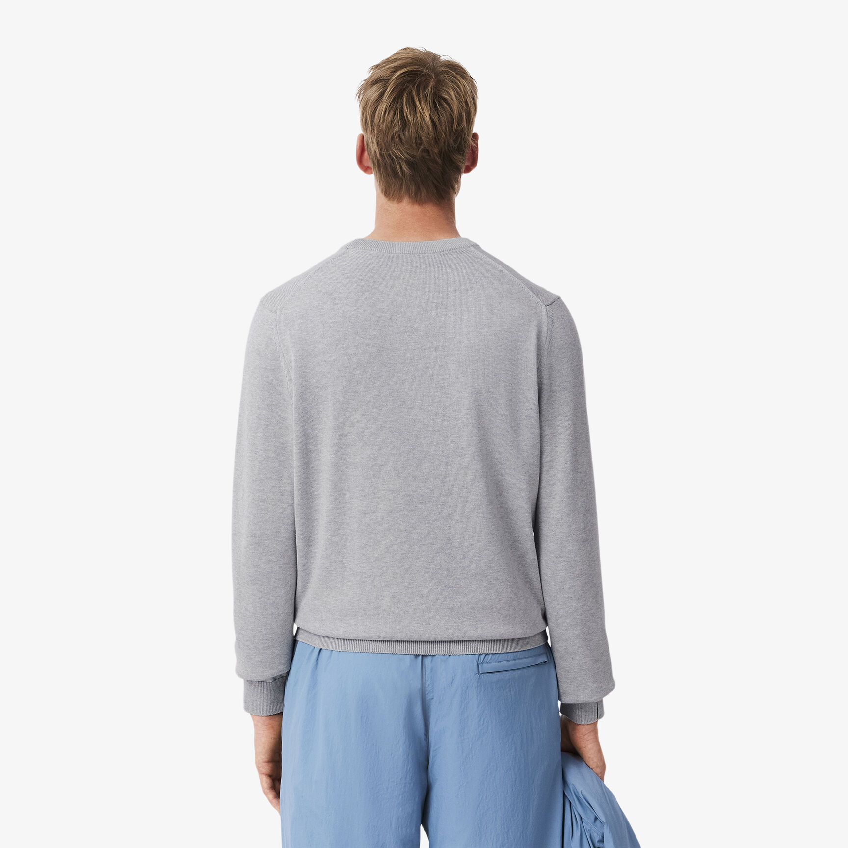 سترة قطنية أحادية اللون بياقة دائرية