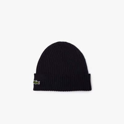 Unisex Lacoste Ribbed Wool Beanie