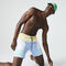 lacoste men s colourblock recycled cloth long swimming trunks