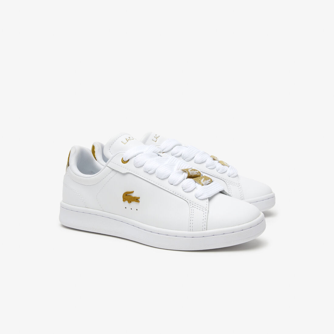 Women's Lacoste Carnaby Pro Leather Metallic Detailing Trainers Women's Lacoste Carnaby Pro Leather Metallic Detailing Trainers