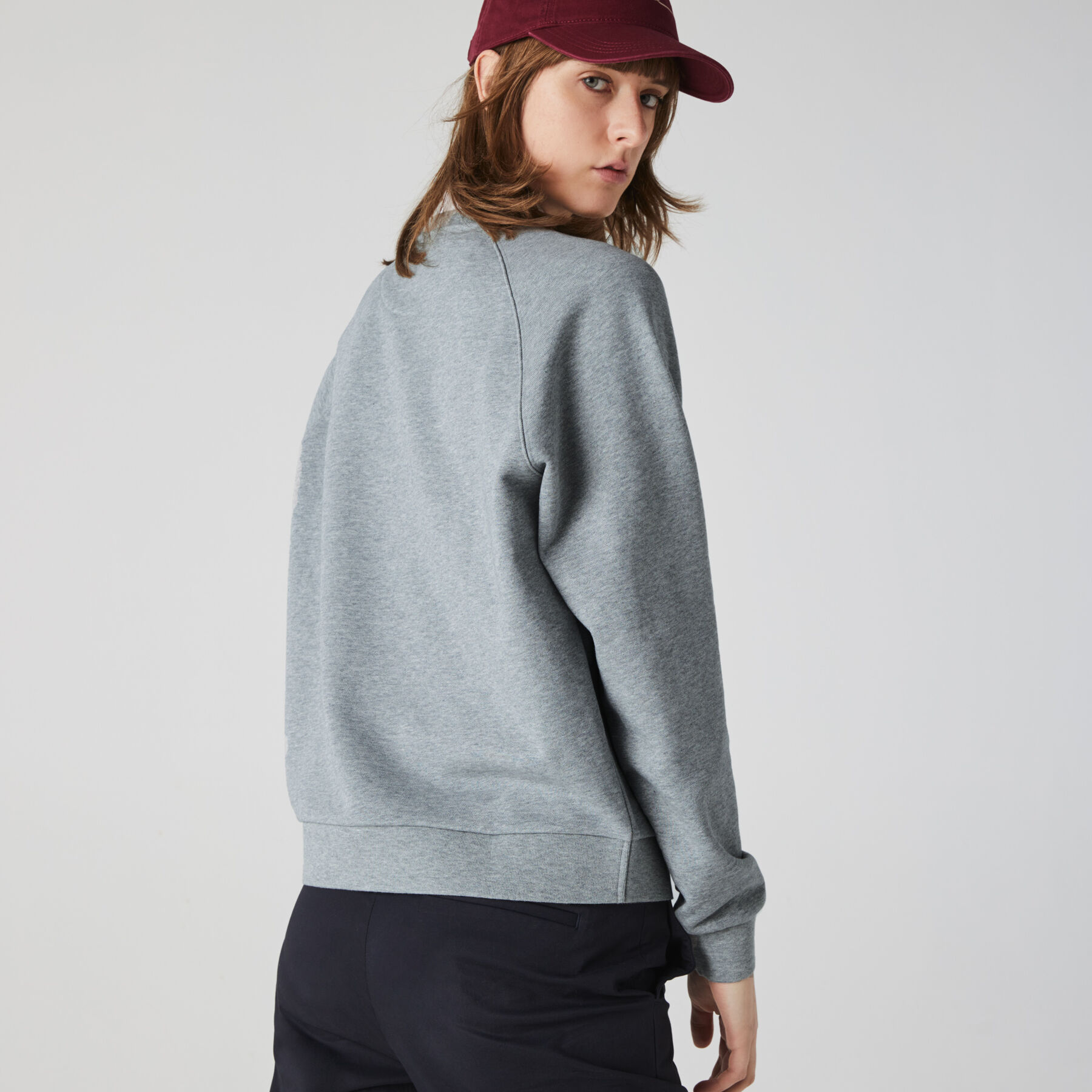 Women’s Crew Neck Vintage Print Lightweight Cotton Fleece Sweatshirt lacoste women s crew neck vintage print lightweight cotton fleece sweatshirt