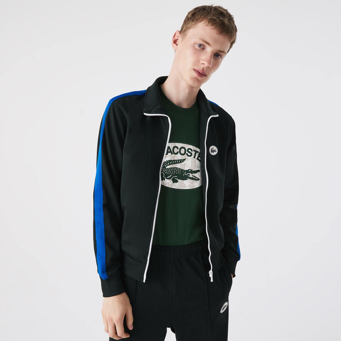 Men's Lacoste Regular Fit High Neck Piqué Zip Sweatshirt