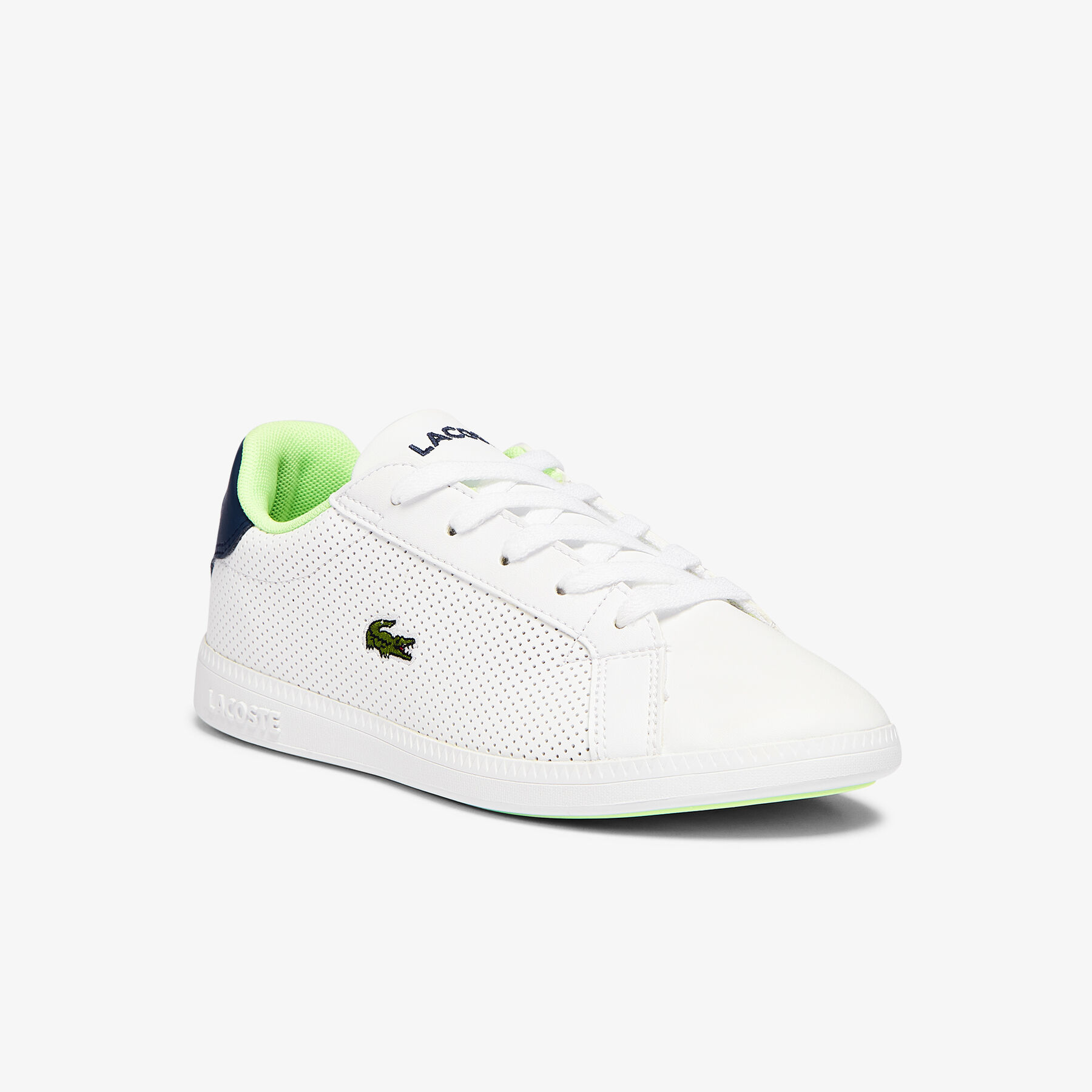 lacoste children s graduate synthetic perforated trainers