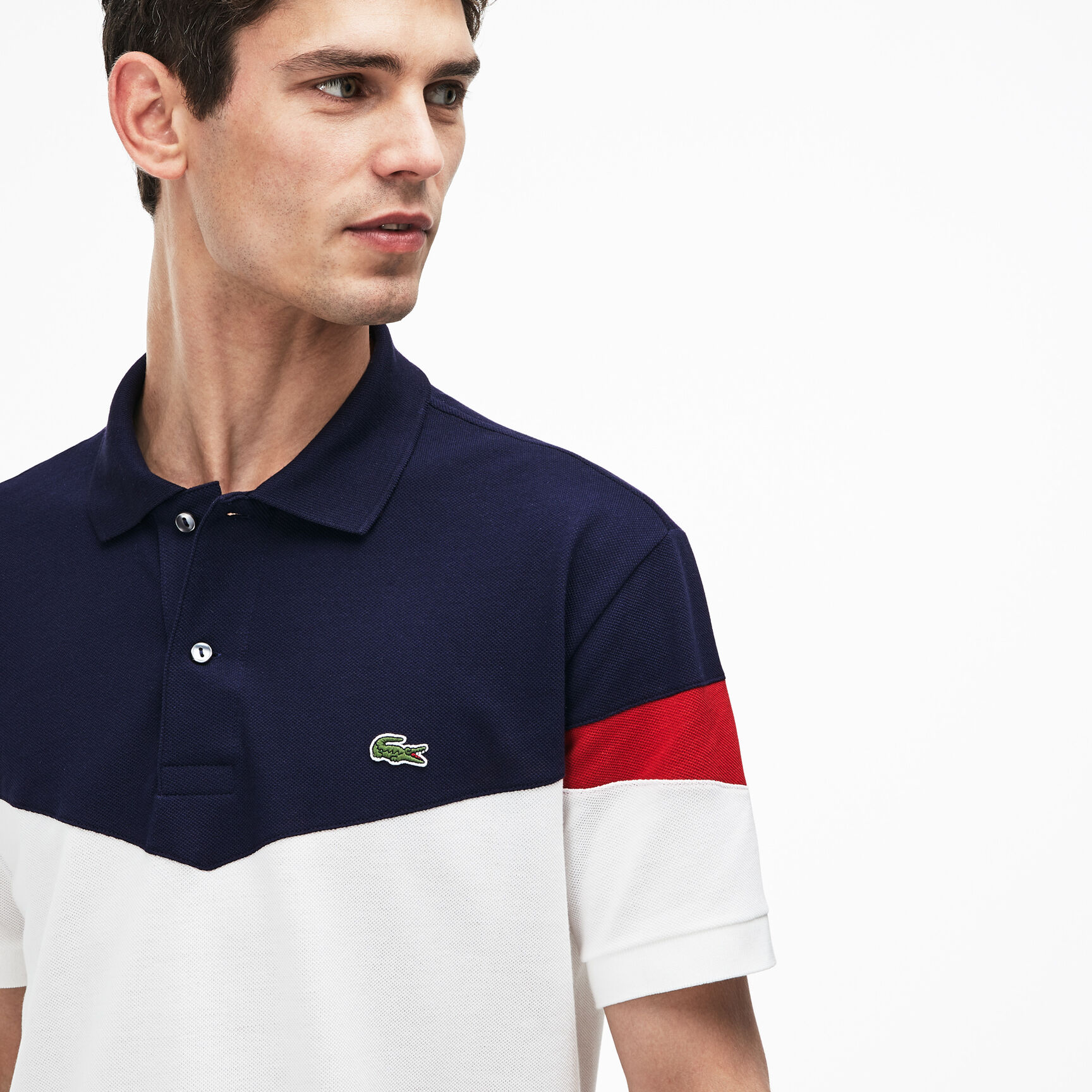 Men's Lacoste Classic Fit Colourblock Cotton Petit Piqué Polo Shirt