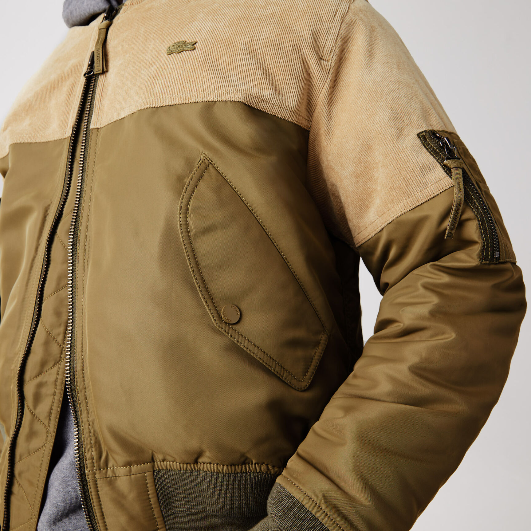 Men&rsquo;s Bimaterial Quilted Zip Bomber Jacket