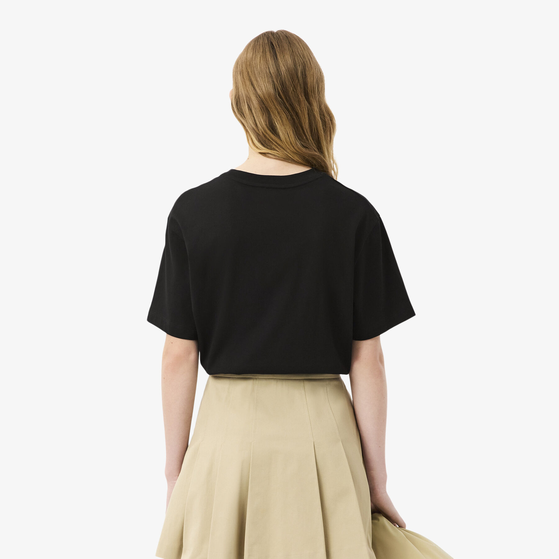 lacoste oversized short cut cotton logo t shirt