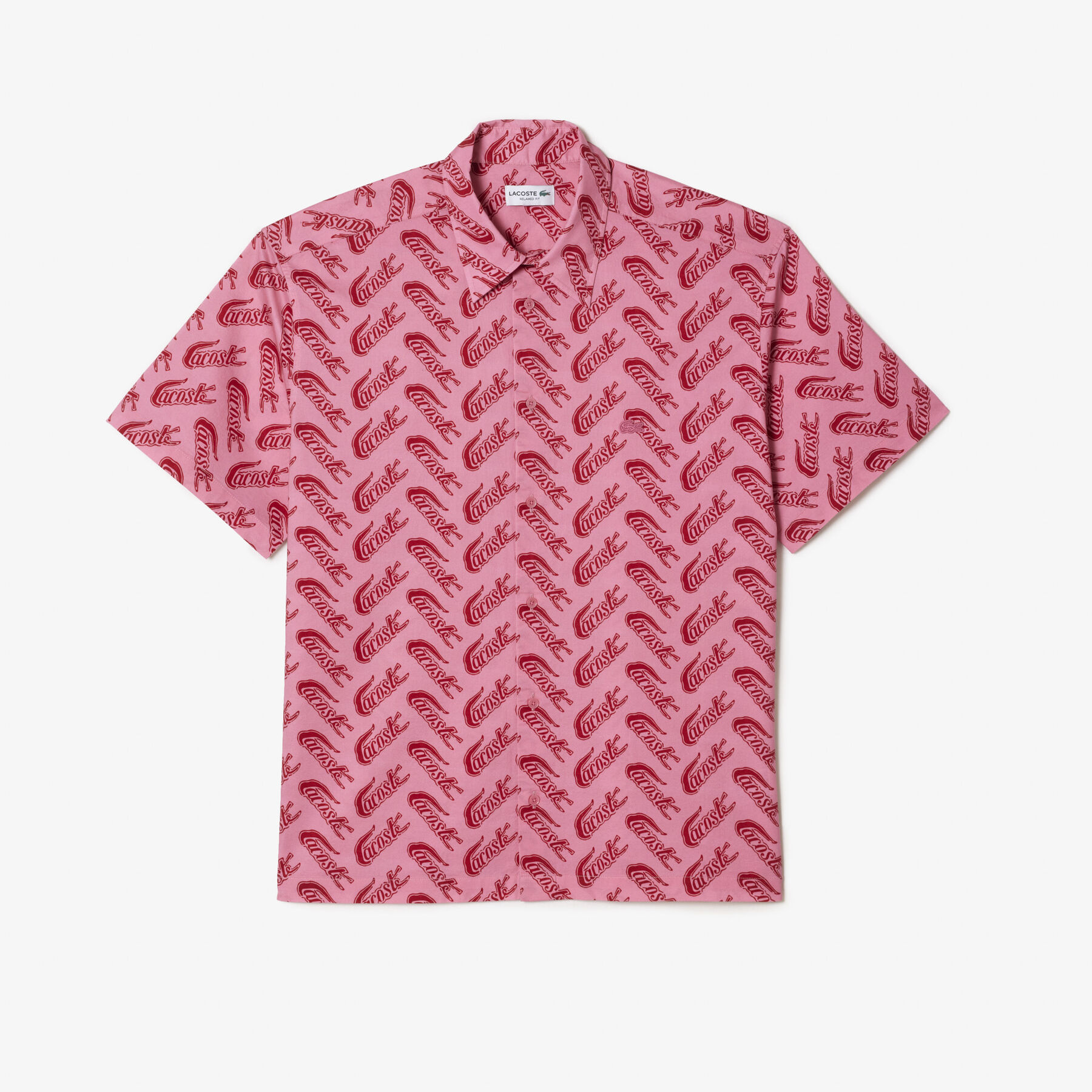 men s lacoste short sleeve vintage print shirt