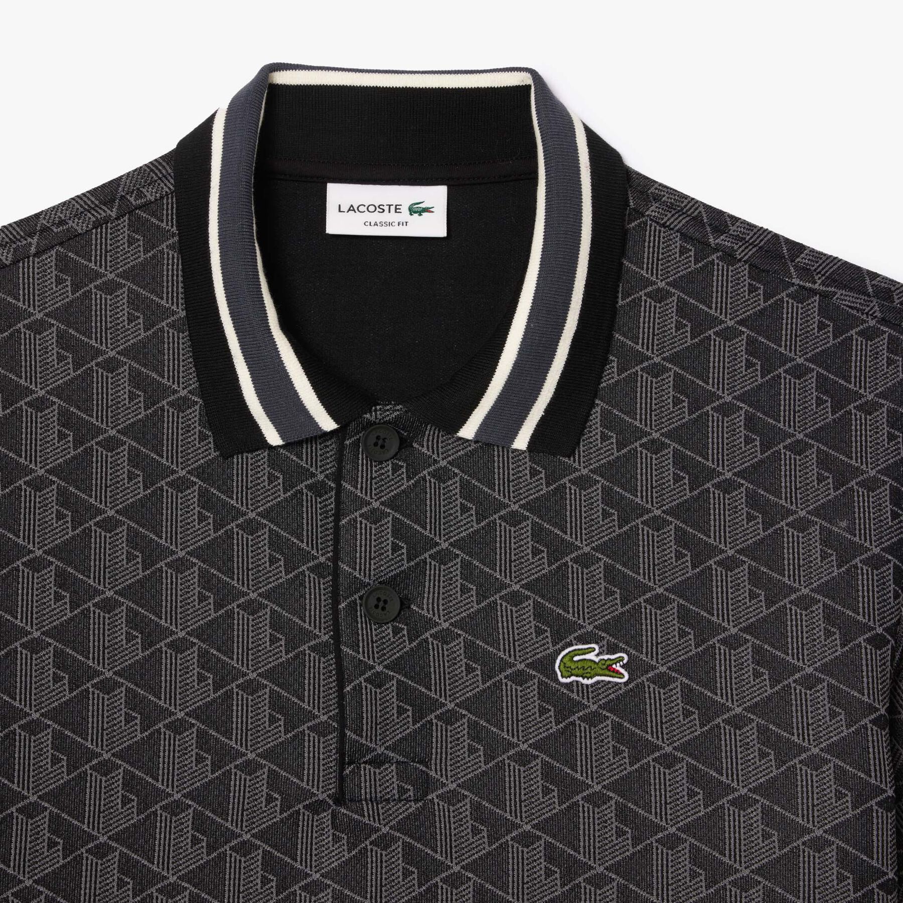 lacoste classic fit monogram jacquard polo shirt