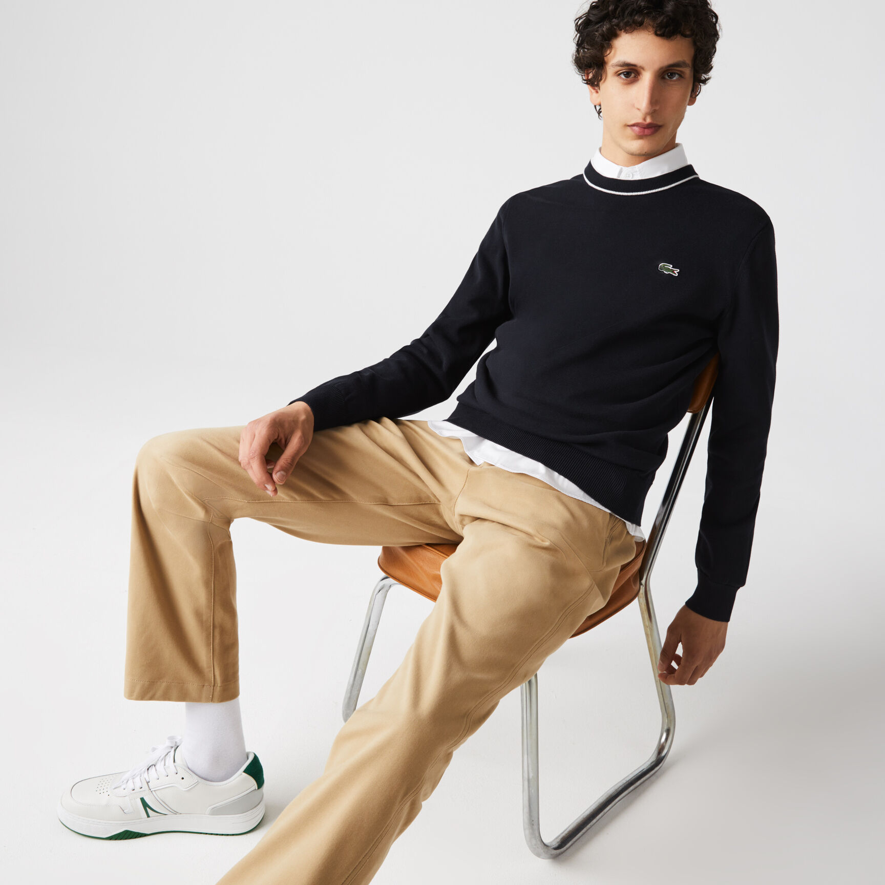 Men&rsquo;s Crew Neck Striped Organic Cotton Sweater