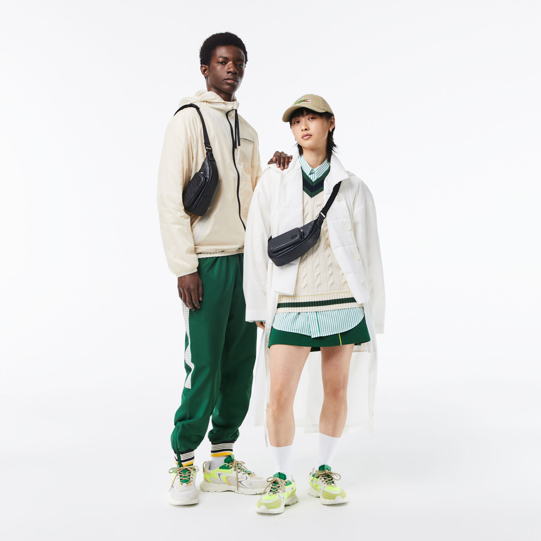 Unisex Lacoste Logo Print Shoulder Bag - Small Unisex Lacoste Logo Print Shoulder Bag - Small