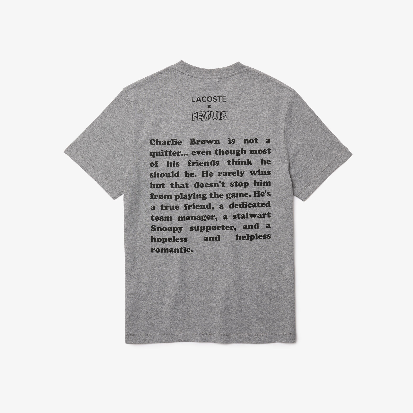 تيشيرت رجالي من القطن العضوي بياقة مستديرة من Lacoste x Peanuts