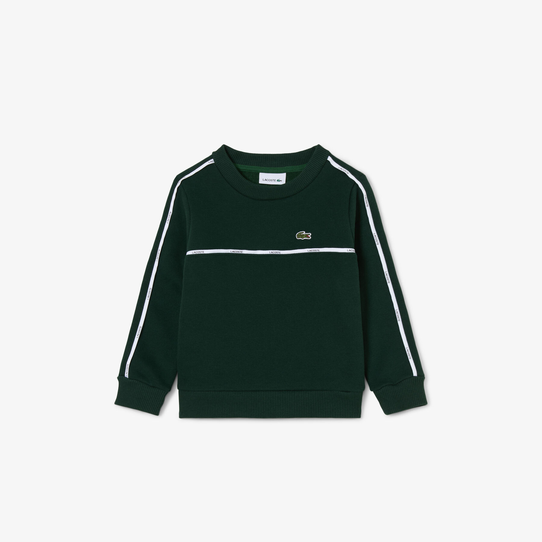 lacoste logo stripe fleece sweatshirt