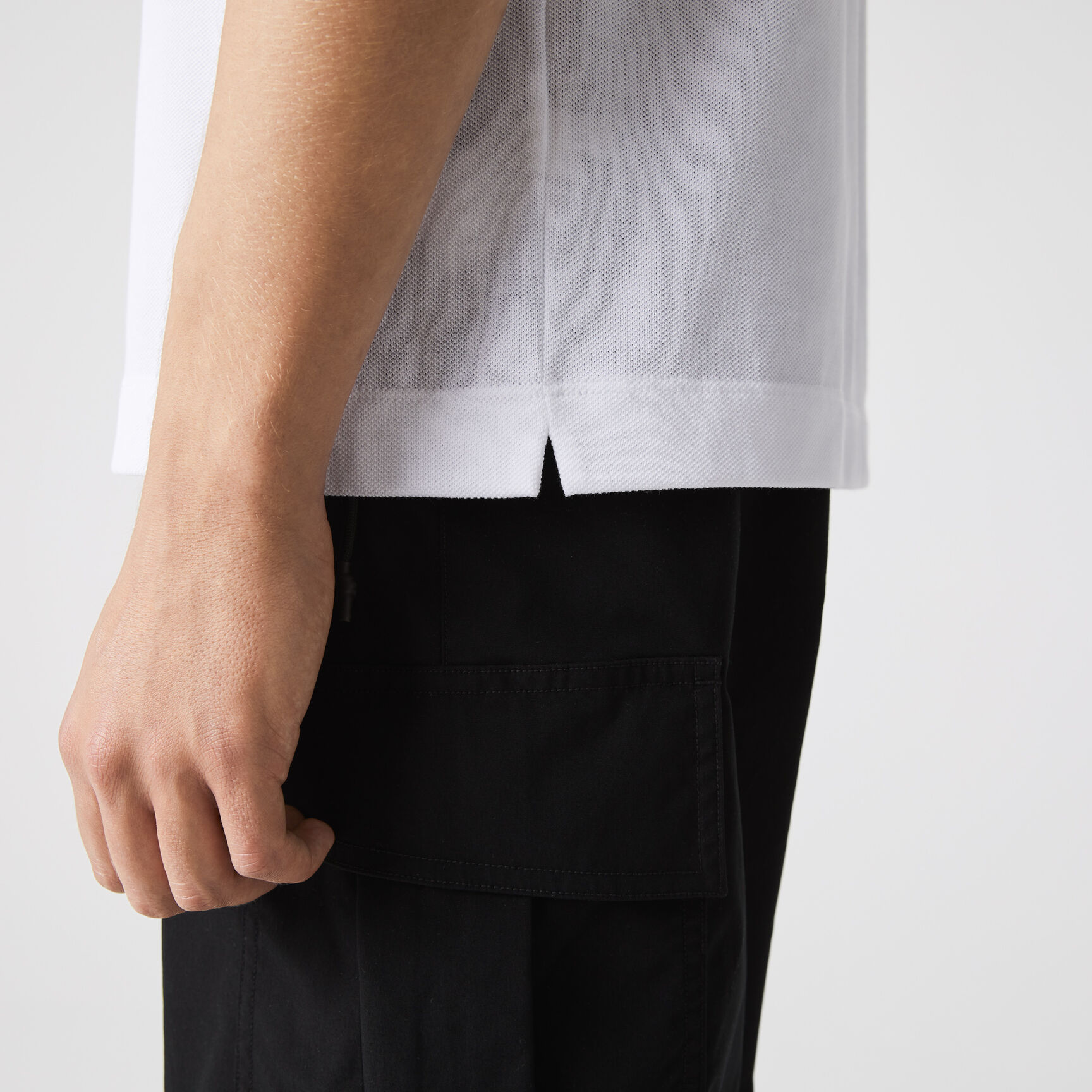 تيشيرت بولو لاكوست قطن بيكيه بخطوط وقصة كلاسيكية للرجال