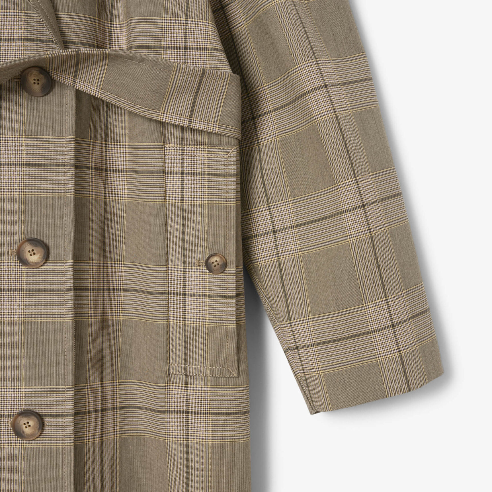 Water-Repellent Plaid Wrap Coat