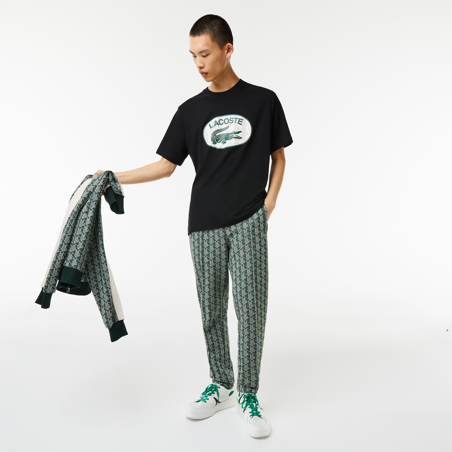 Men's Regular Fit Branded Monogram Print T-Shirt Men's Regular Fit Branded Monogram Print T-Shirt