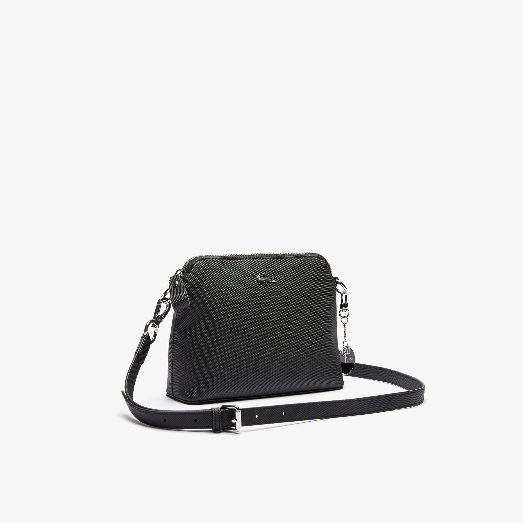 Women's Daily Classics Coated Piqué Canvas Zip Shoulder Bag lacoste women s daily classics coated piqu canvas zip shoulder bag