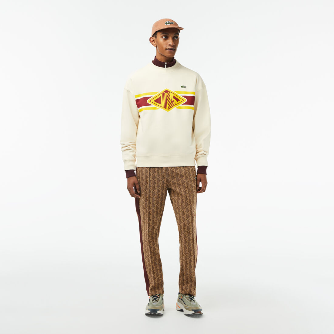 سويت شيرت لاكوست مطبوع بفتحة رقبة مستديرة وقصة فضفاضة للرجال سويت شيرت لاكوست مطبوع بفتحة رقبة مستديرة وقصة فضفاضة للرجال