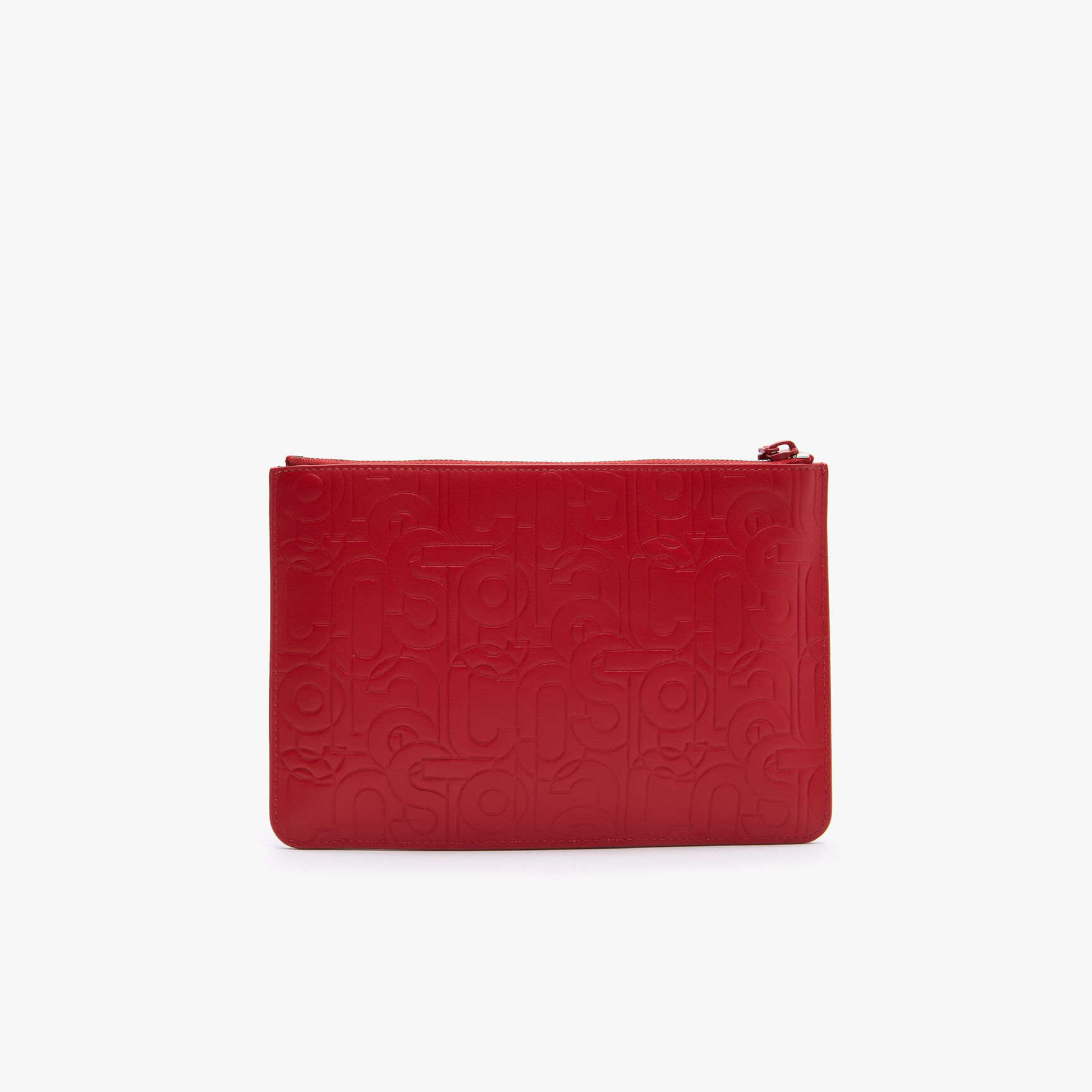 حقيبة كلاتش نسائية كبيرة الحجم من الجلد المنقوش من مجموعة Lacoste