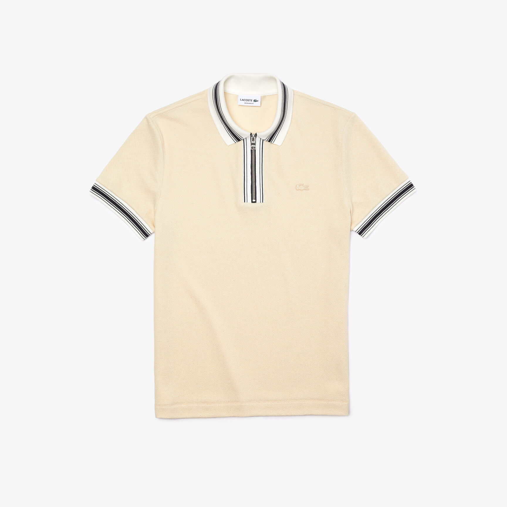 Men’s Lacoste Regular Fit Striped Zip Neck Polo Shirt Men’s Lacoste Regular Fit Striped Zip Neck Polo Shirt