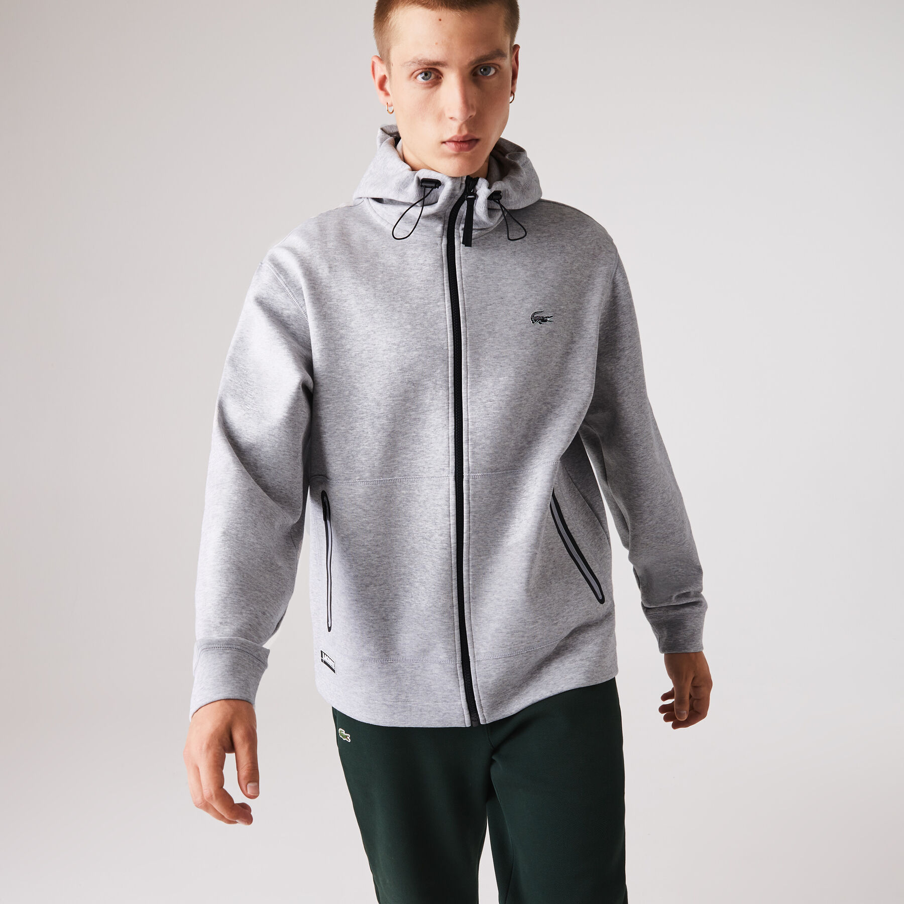 سترة بغطاء رأس وسحاب مع علامة Lacoste التجارية وشارة للرجال لاكوست سترة بغطاء رأس وسحاب مع علامة lacoste التجارية وشارة للرجال