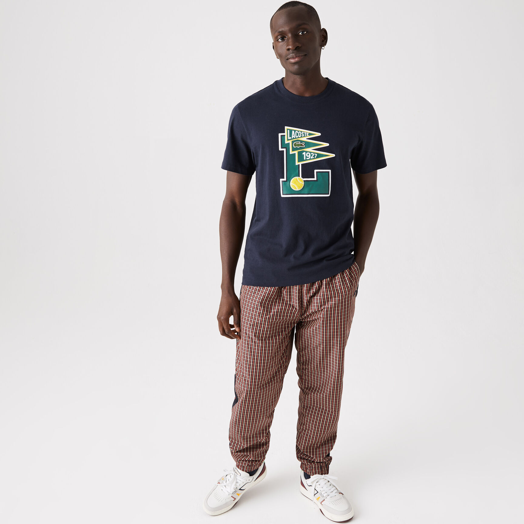 تيشيرت قطني رجالي بياقة مستديرة وشارات Pennants L