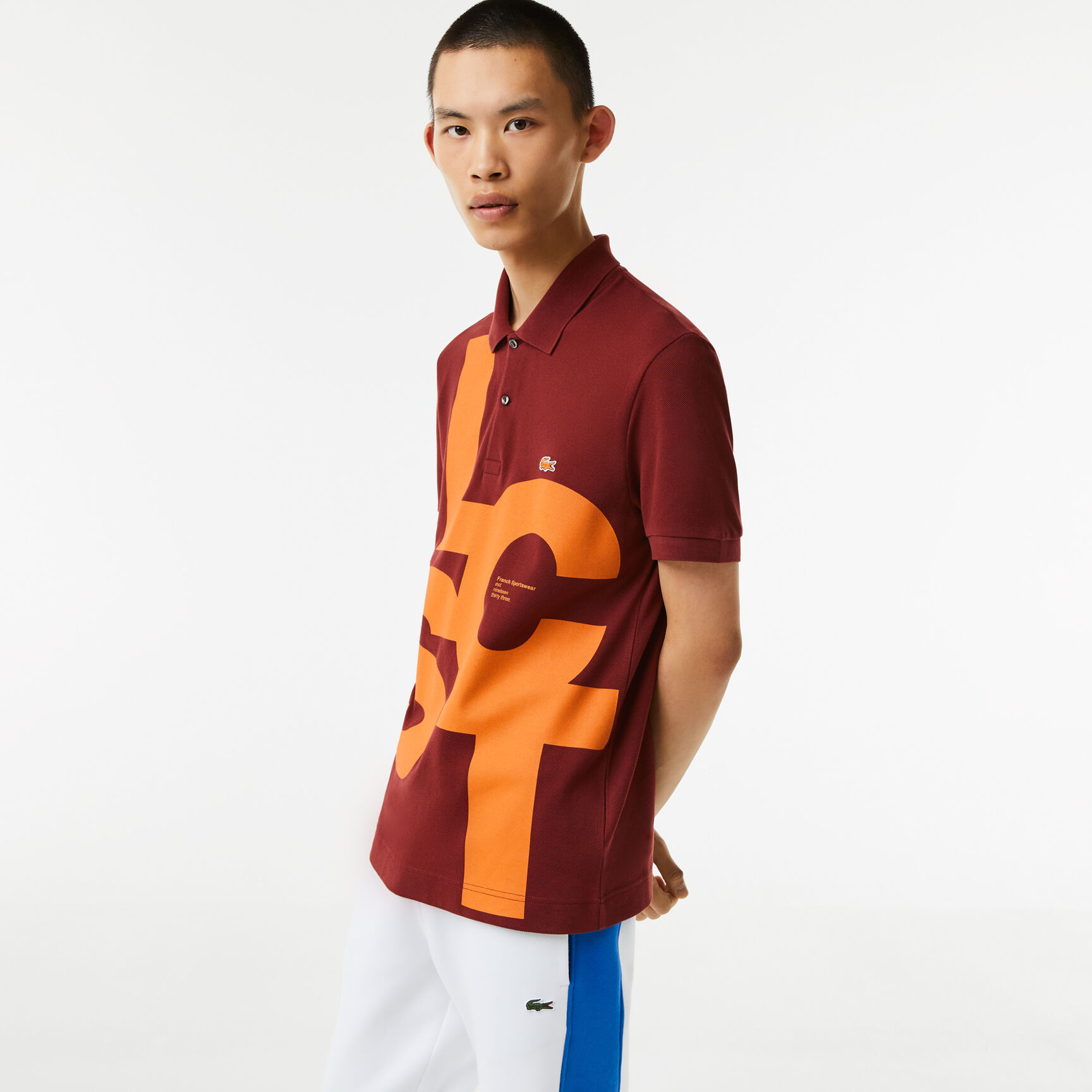 Men's Regular Fit Contrast Lettering Petit Piqu&eacute; Polo