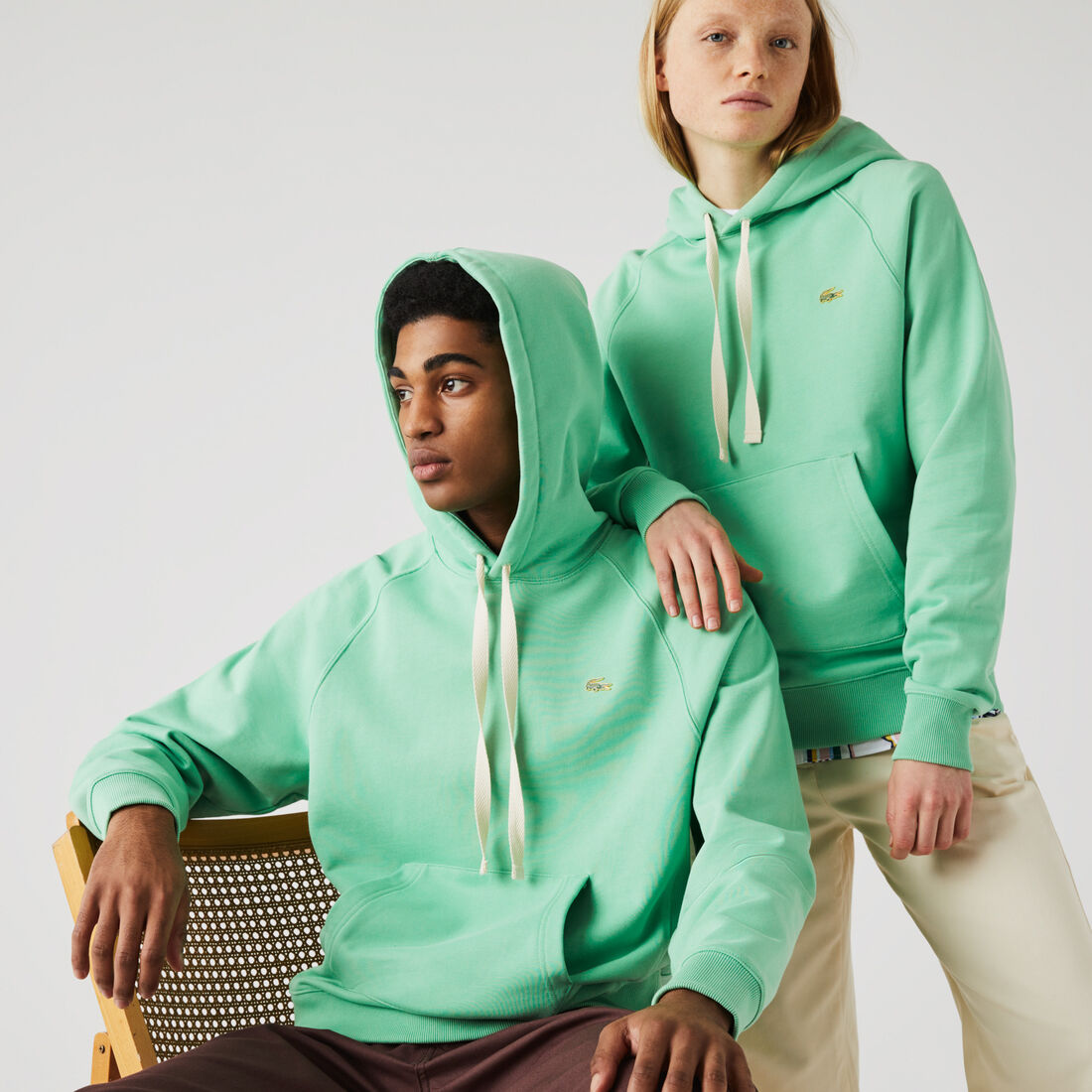 سويت شيرت قطني بغطاء رأس للجنسين مجموعة Lacoste LIVE