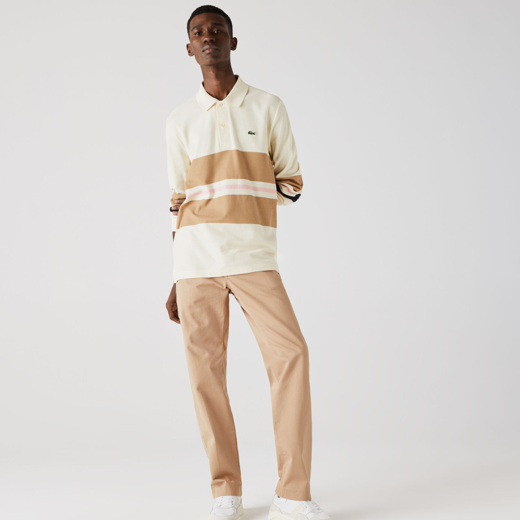 Men’s Lacoste Classic Fit Striped Cotton Polo Shirt