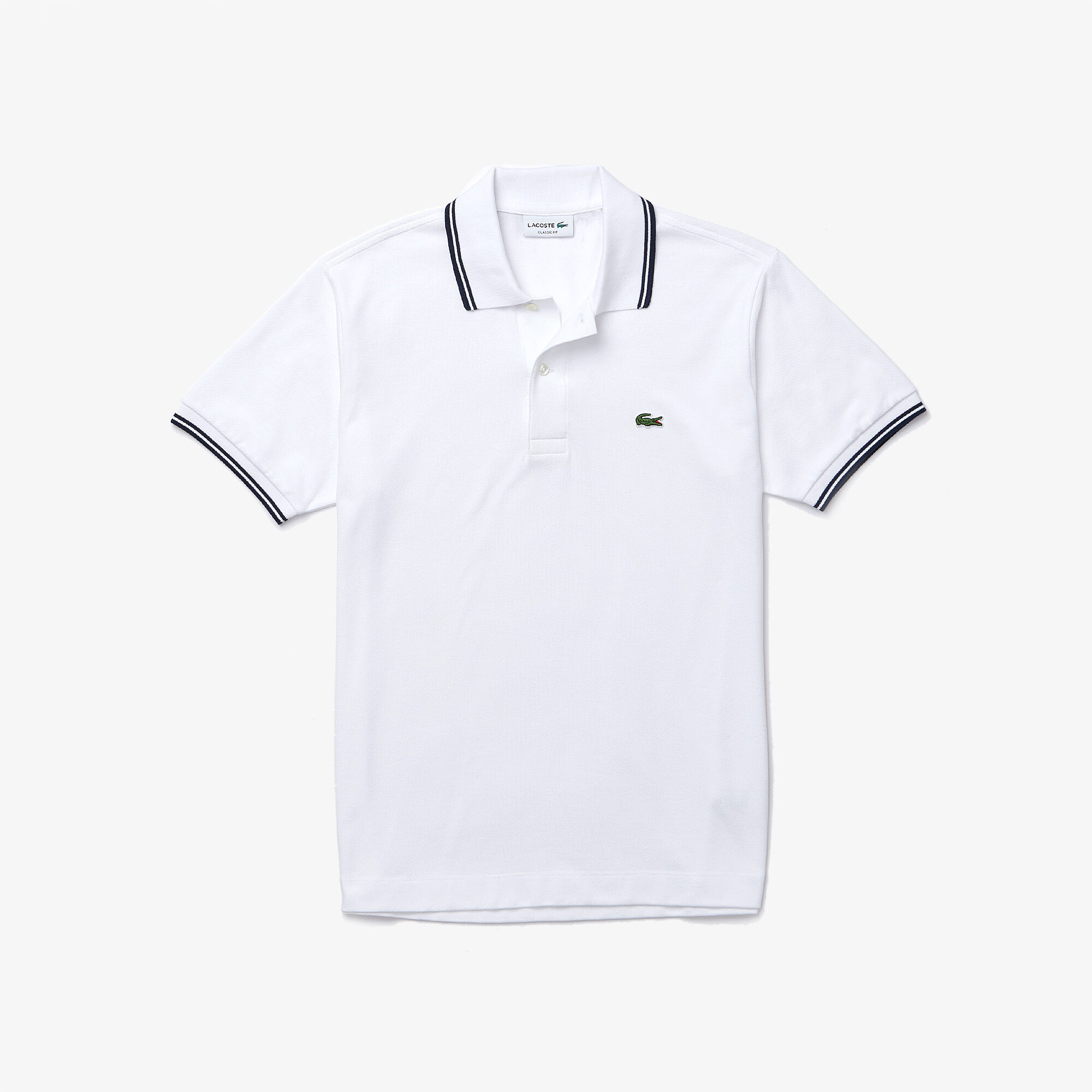 Men’s Lacoste Classic Fit Striped Accents Cotton Piqué Polo Shirt Men’s Lacoste Classic Fit Striped Accents Cotton Piqué Polo Shirt