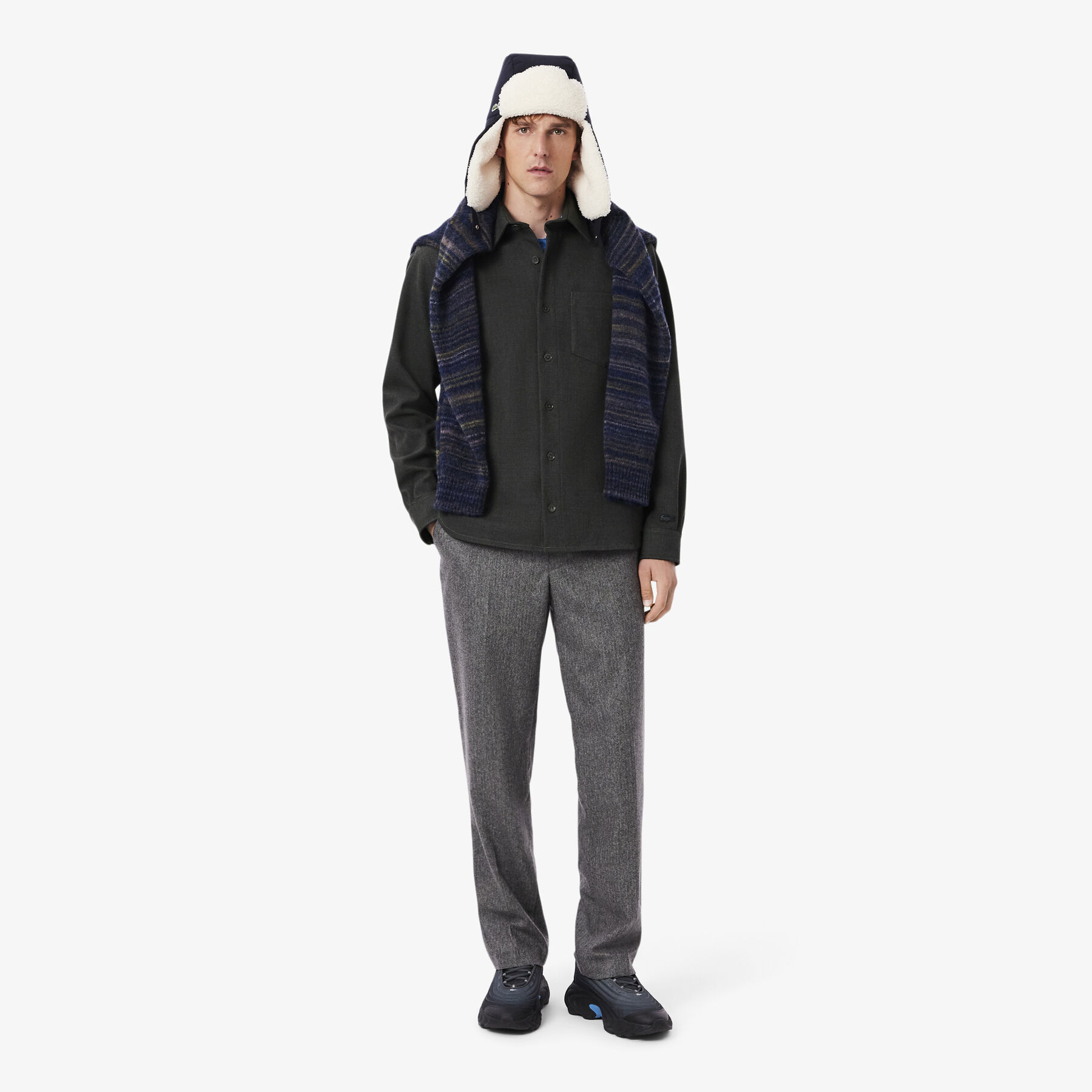 lacoste oversized double face overshirt