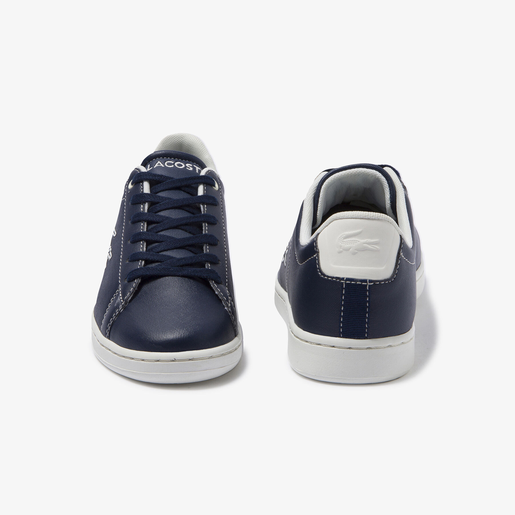 lacoste juniors  carnaby evo contrast colour lace up synthetic sneakers