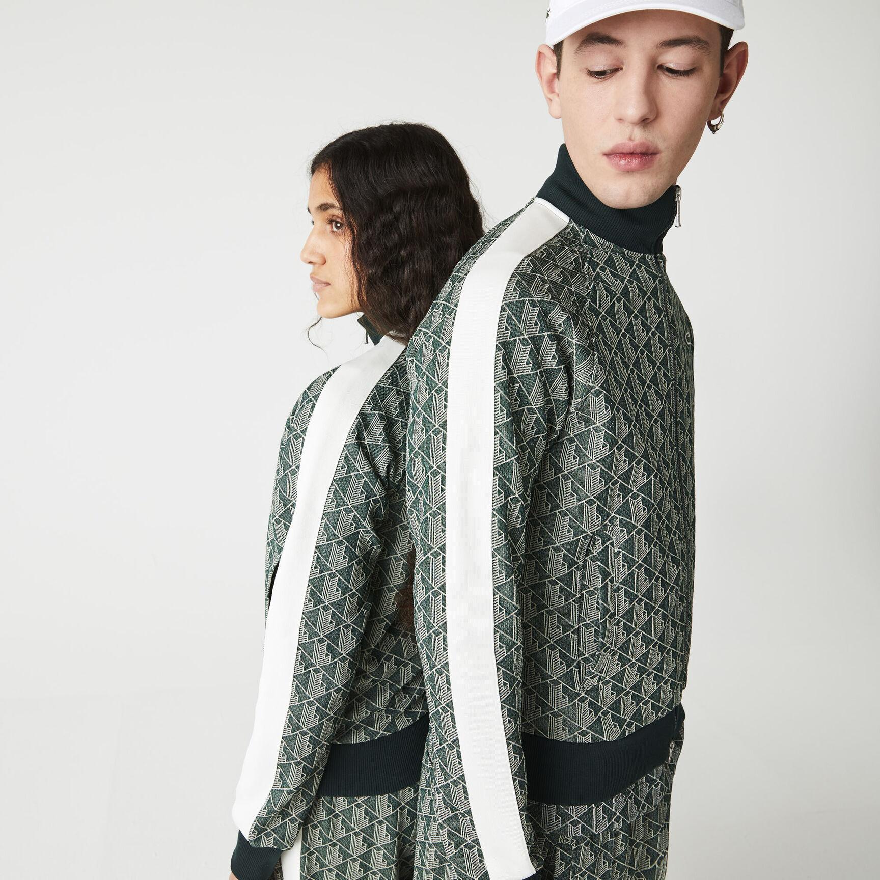 Unisex Lacoste L!VE Monogram Patterned Jacquard Zip Jacket Unisex Lacoste L!VE Monogram Patterned Jacquard Zip Jacket