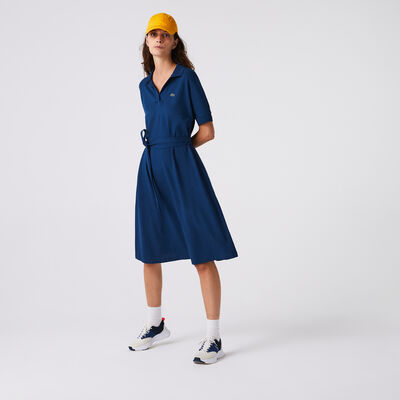 Women's Loose Fit  V-neck Piqué Polo Dress