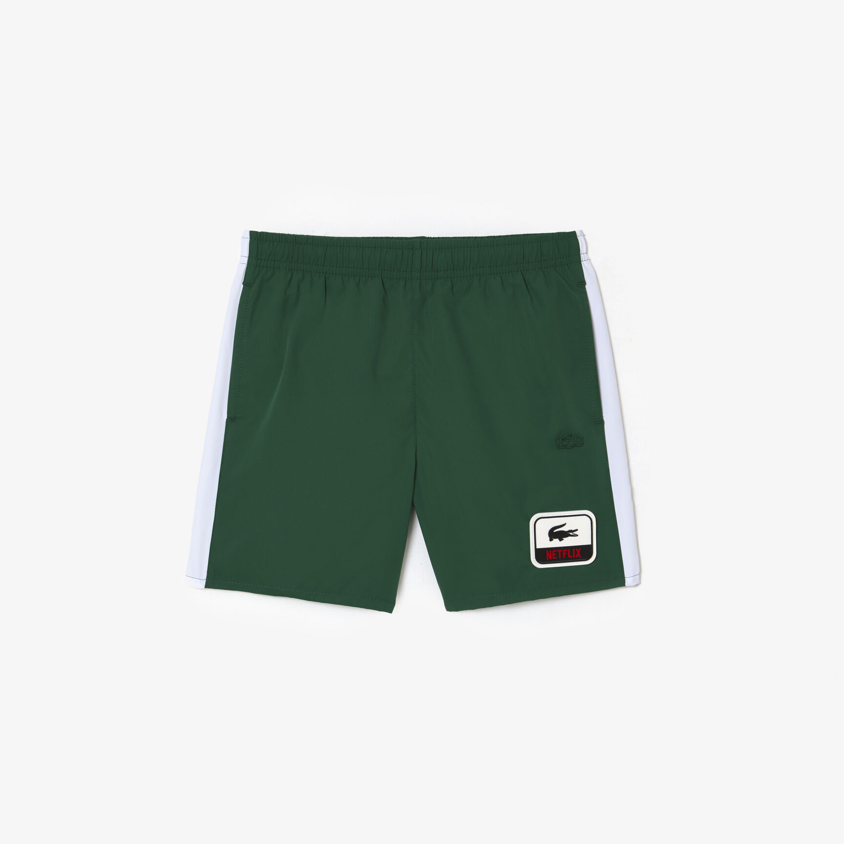 Boy’s Lacoste x Netflix Contrast Badge Swim Trunks