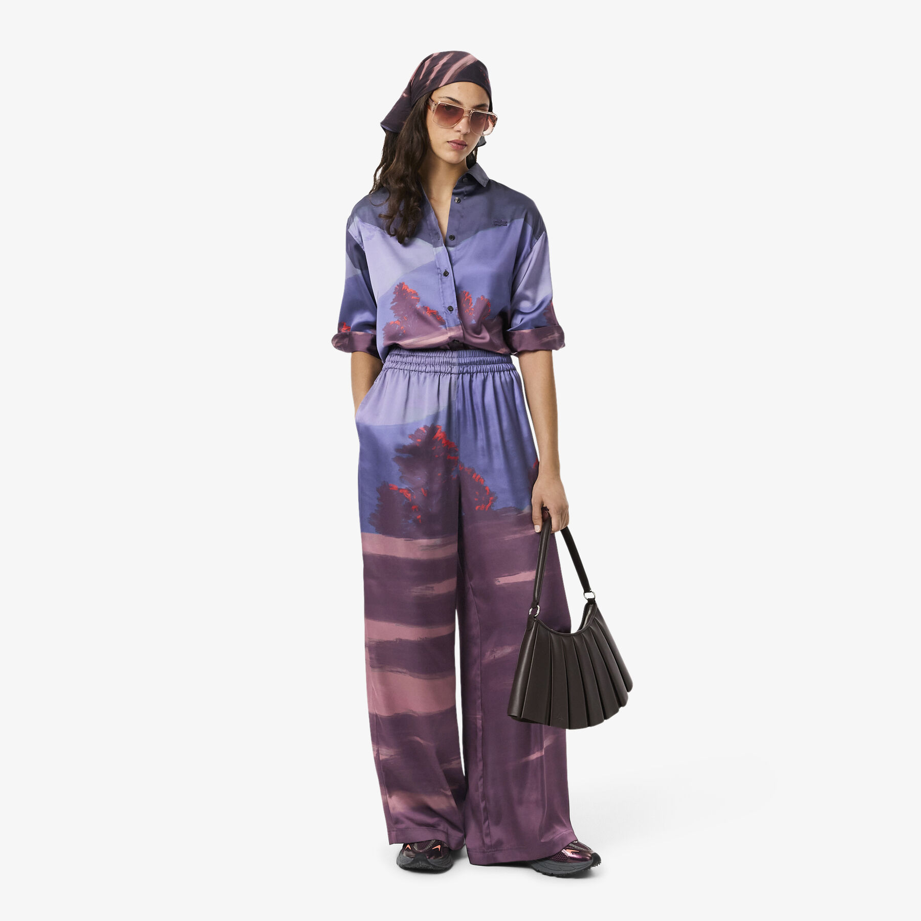 lacoste oversized landscape print pants
