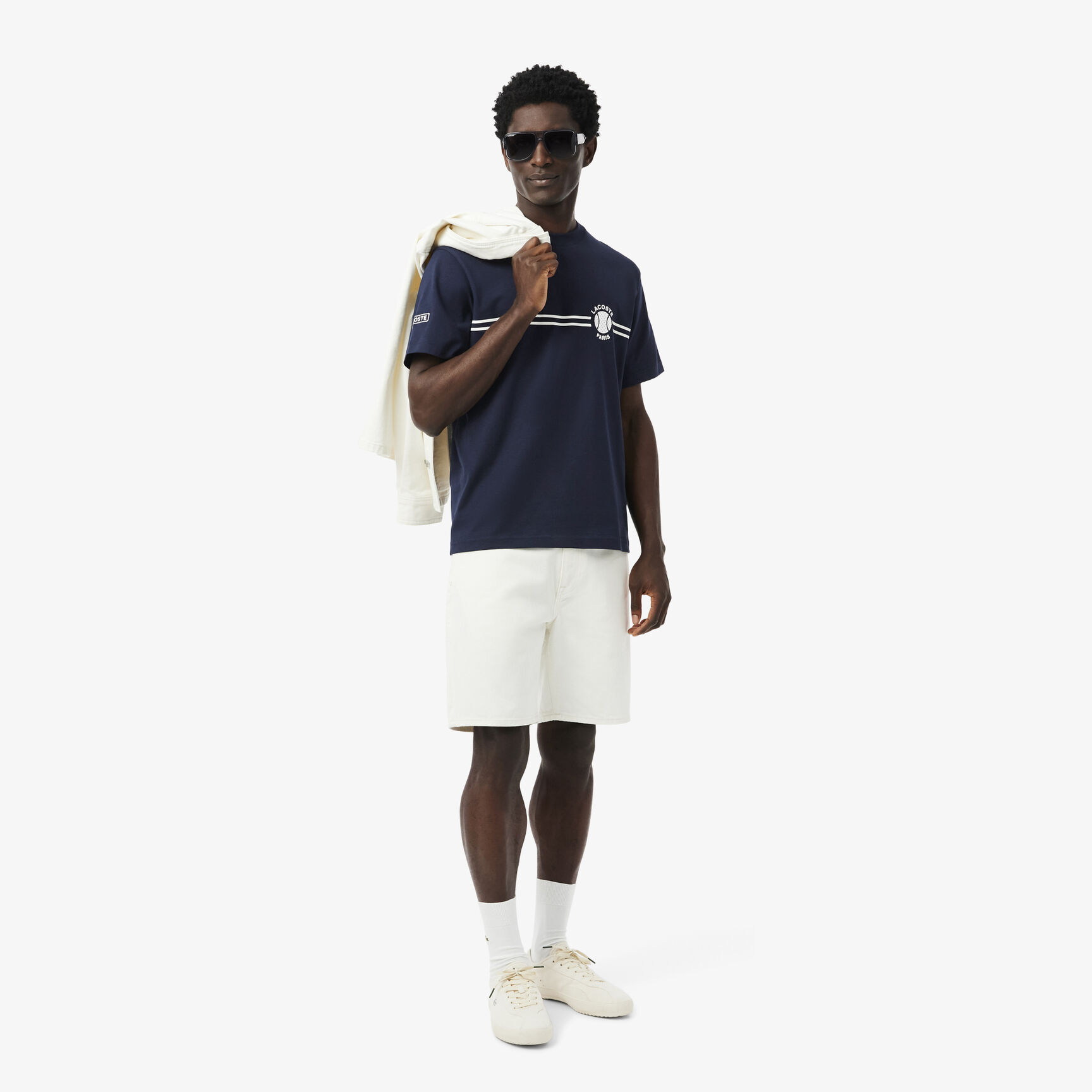 تي شيرت جيرسي قطني مطبوع ومطرز