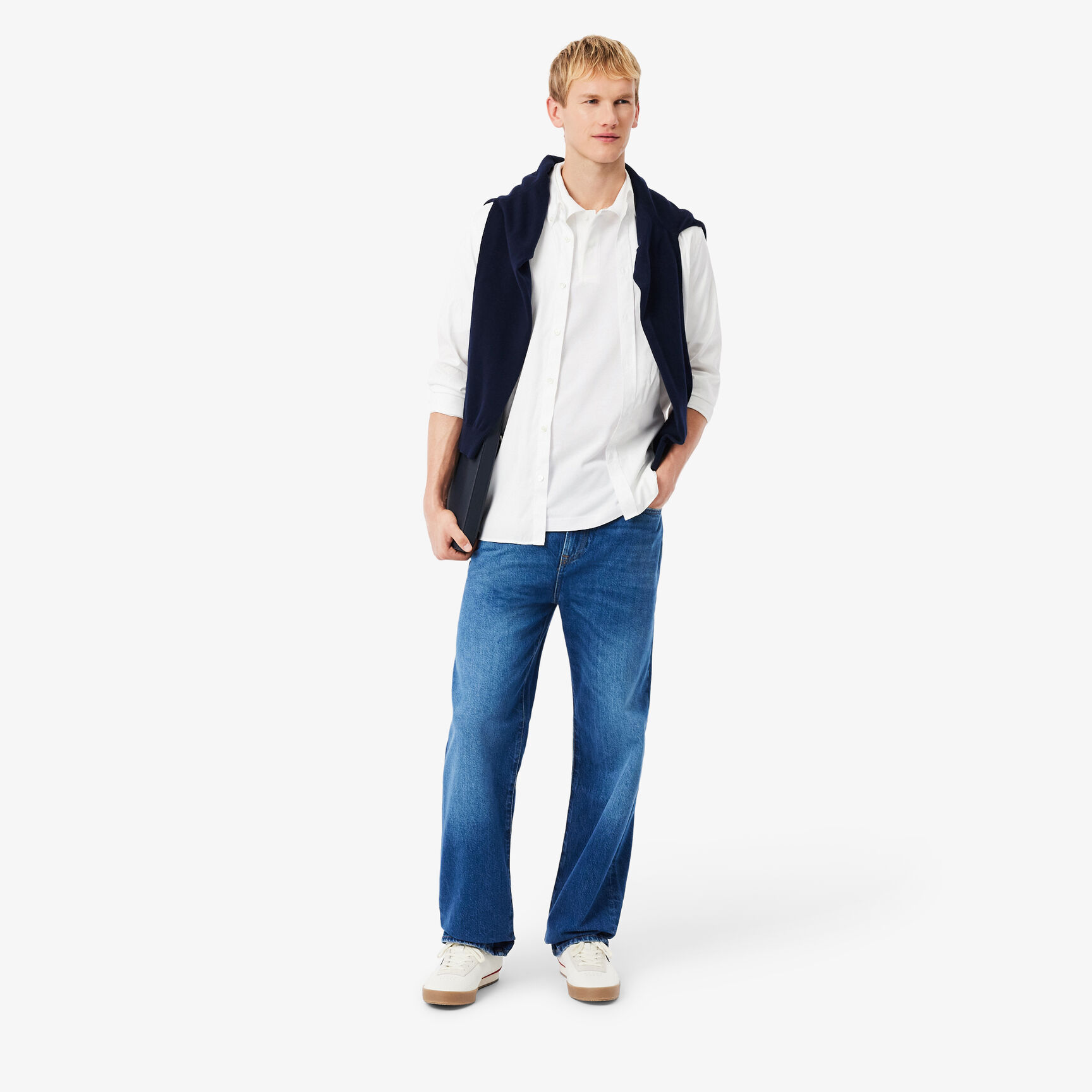 قميص بولو بيكيه ثقيل بقصّة فضفاضة قميص بولو بيكيه ثقيل بقصّة فضفاضة