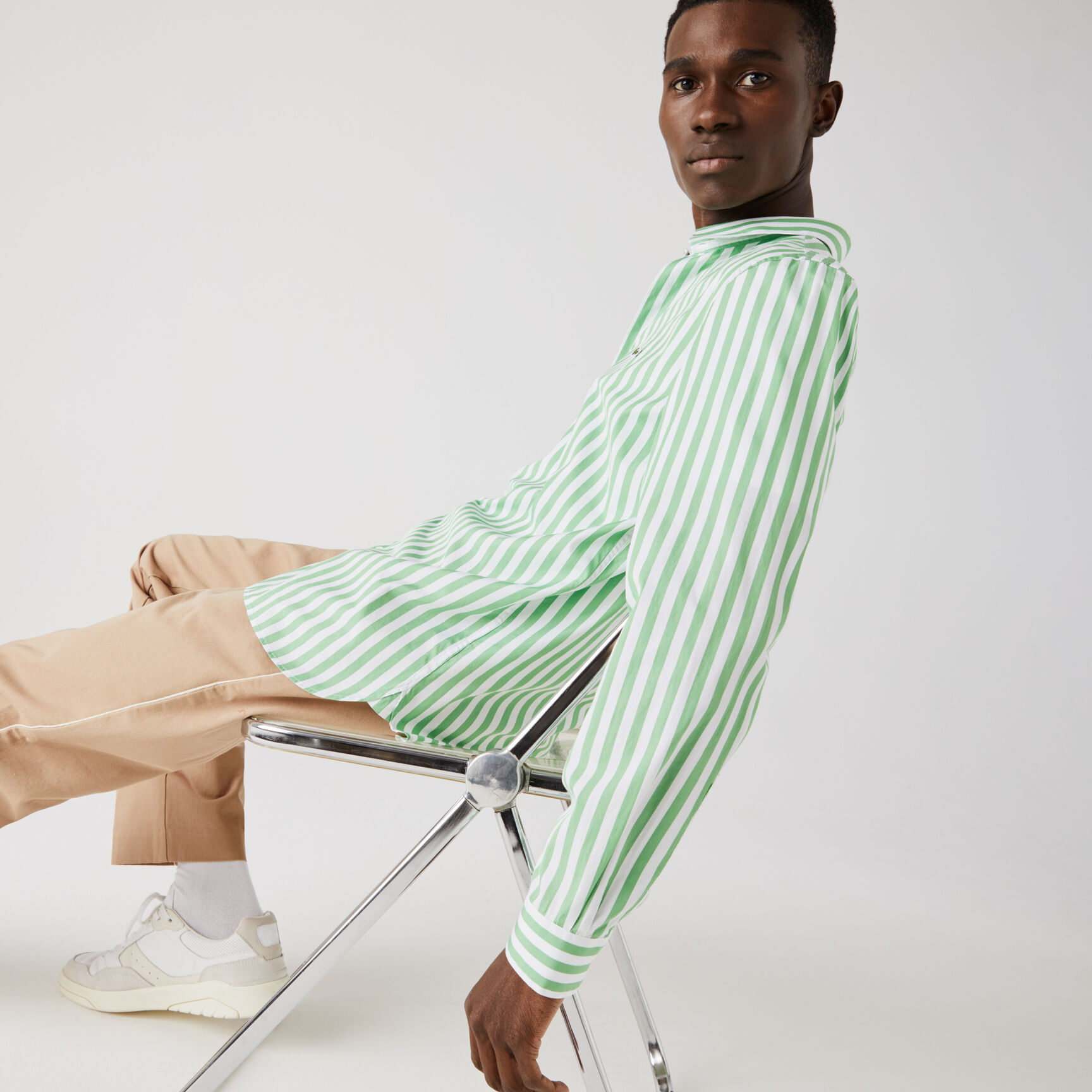 قميص بوبلين مخطط بقصة عادية للرجال