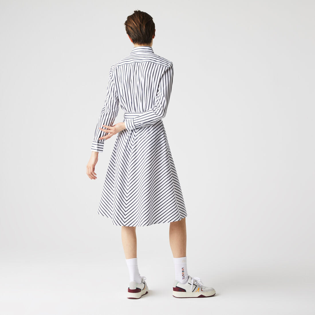 Women's Buttoned Striped Poplin Shirt Dress Women's Buttoned Striped Poplin Shirt Dress