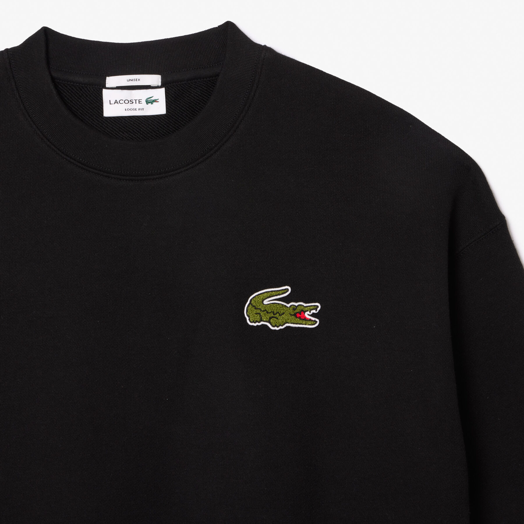 Loose Fit Badge Accent Fleece Sweatshirt lacoste loose fit badge accent fleece sweatshirt