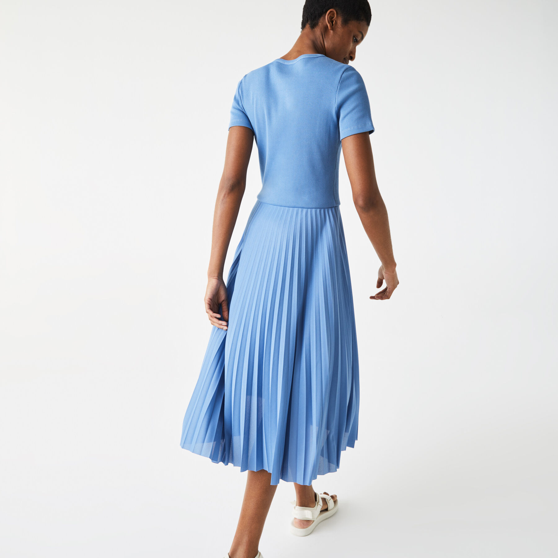 Women’s Mid-Length Textured Pleated Dress lacoste women s mid length textured pleated dress