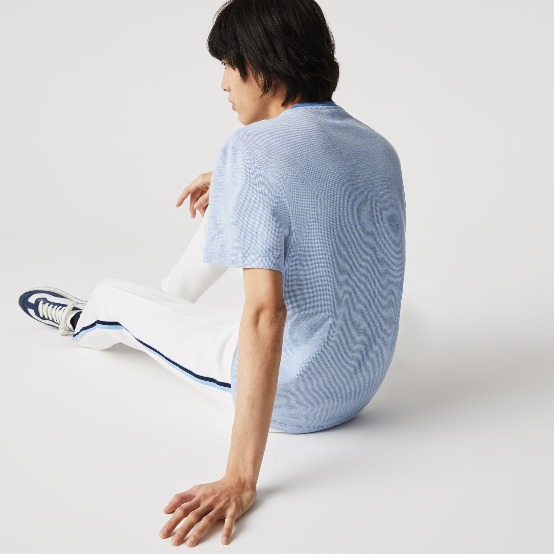 lacoste men s crew neck textured cotton t shirt