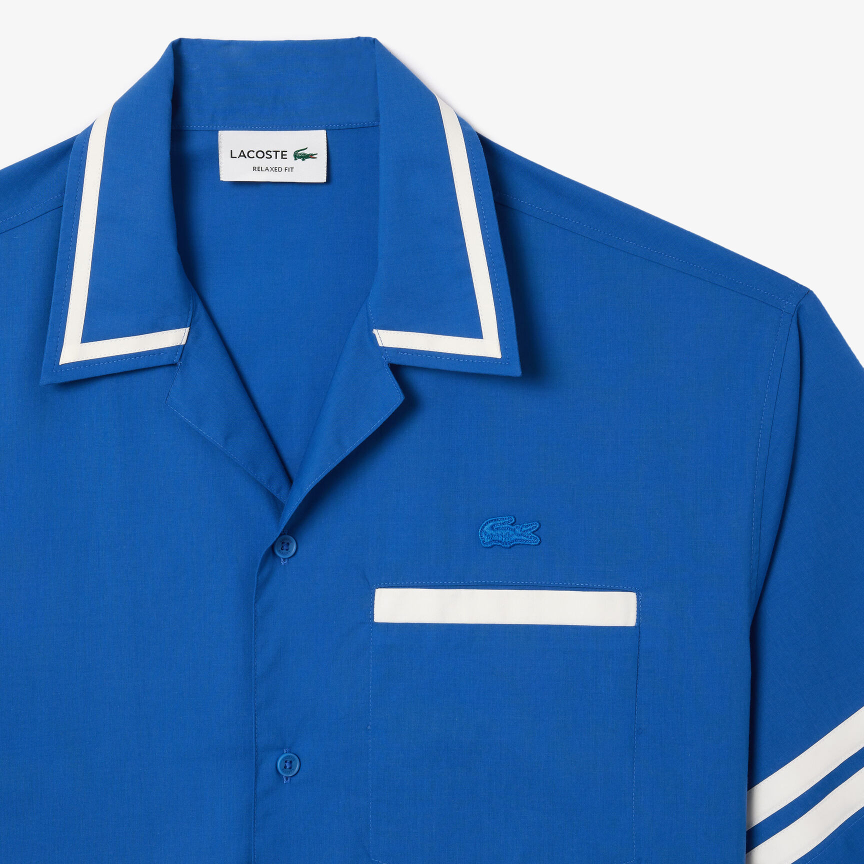 قميص لاكوست قطني طويل بطبعة خلفية