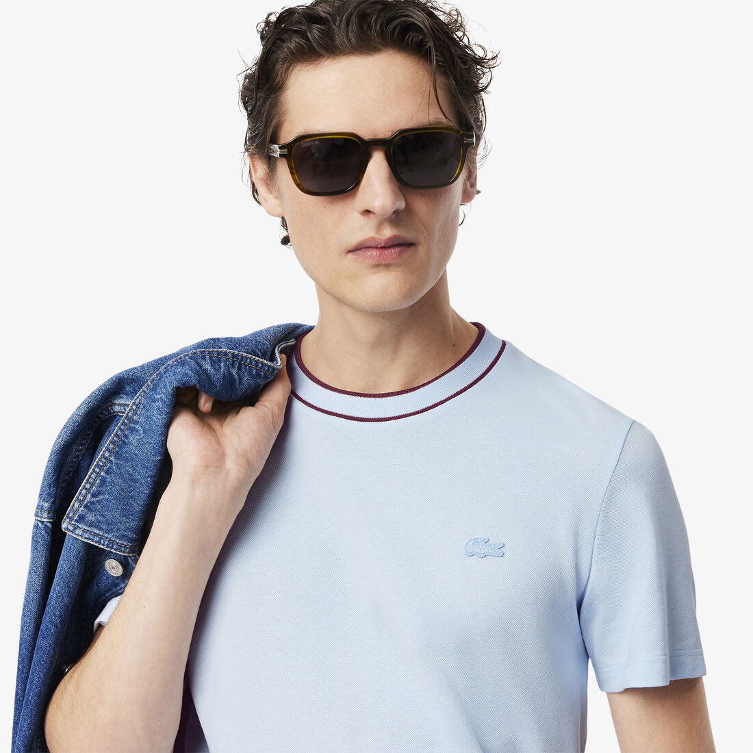 Stretch Pique Stripe Collar T-shirt Stretch Pique Stripe Collar T-shirt