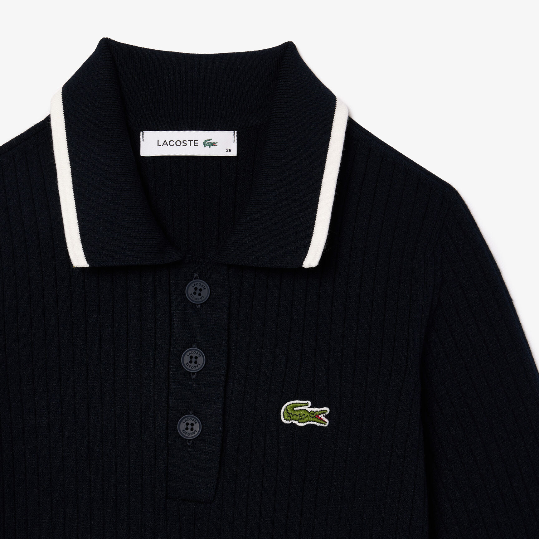 Flared Seamless 3D Flat Ribbed Polo Dress