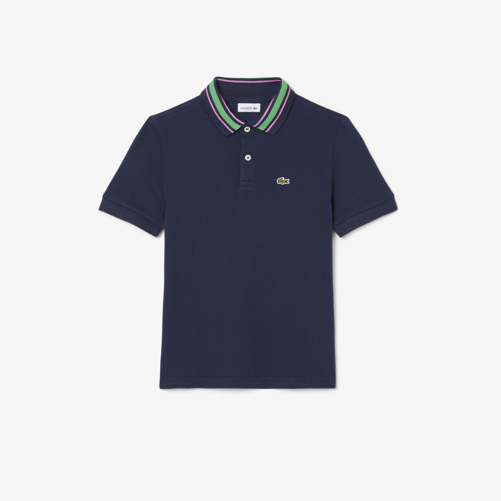 Stripe Collar Petit Pique Polo Shirt